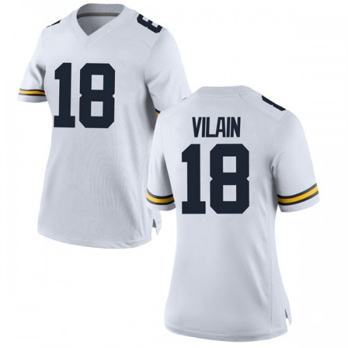 Luiji Vilain Michigan Wolverines Women's NCAA #18 White Replica Brand Jordan College Stitched Football Jersey LFB3354VH